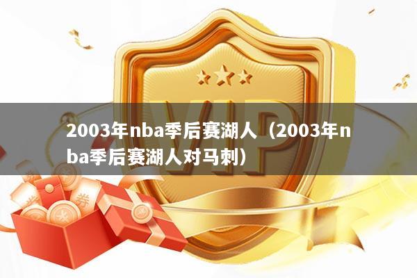2003年nba季后赛湖人（2003年nba季后赛湖人对马刺）